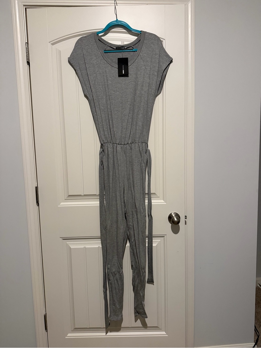 Fashion Nova Gray Short-Sleeve Jumpsuit